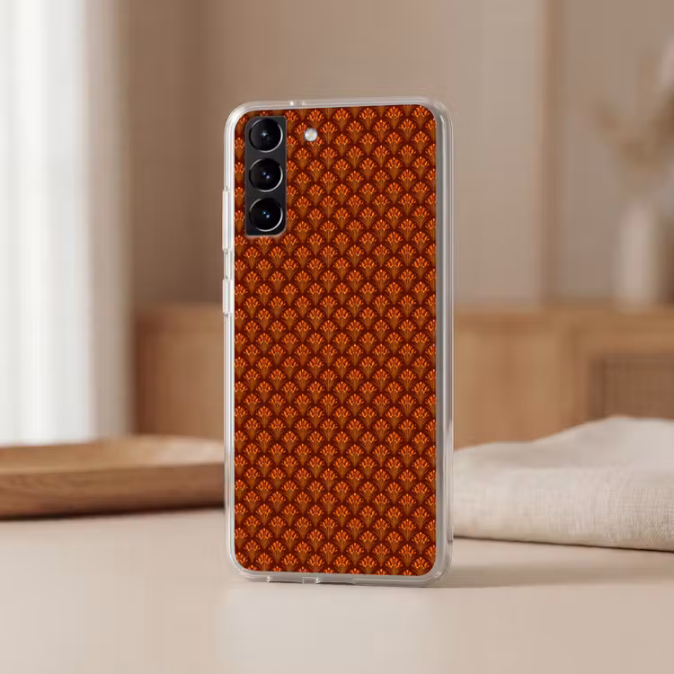 Telefoonhoesje Softcase - Waaiers - Art Deco - Botanisch - Roestbruin - Oranje — 2