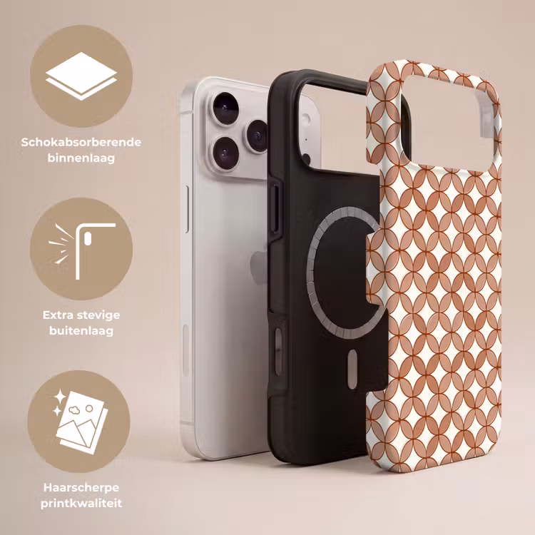 Telefoonhoesje Toughcase - Geometrisch - Cirkels - Modern - Terracotta — 3