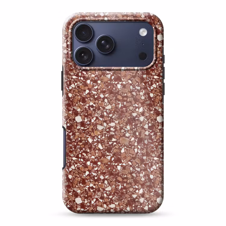 Telefoonhoesje Toughcase - Terrazzo - Patroon - Steentextuur - Roodbruin — 1
