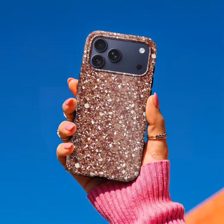 Telefoonhoesje Toughcase - Terrazzo - Patroon - Steentextuur - Roodbruin — 2