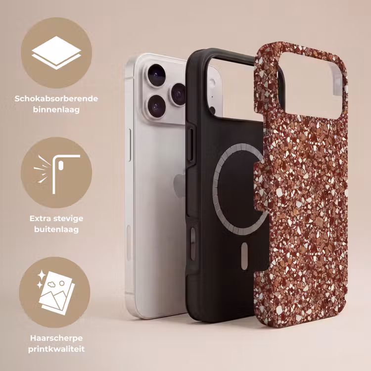 Telefoonhoesje Toughcase - Terrazzo - Patroon - Steentextuur - Roodbruin — 3