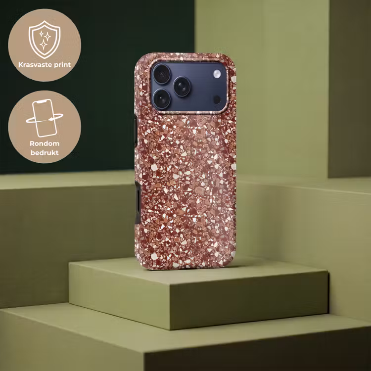 Telefoonhoesje Toughcase - Terrazzo - Patroon - Steentextuur - Roodbruin — 7