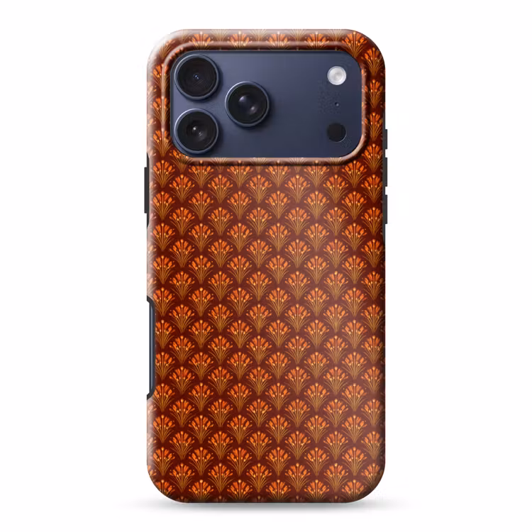 Telefoonhoesje Toughcase - Waaiers - Art Deco - Botanisch - Roestbruin - Oranje — 1