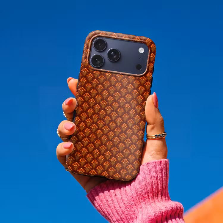 Telefoonhoesje Toughcase - Waaiers - Art Deco - Botanisch - Roestbruin - Oranje — 2