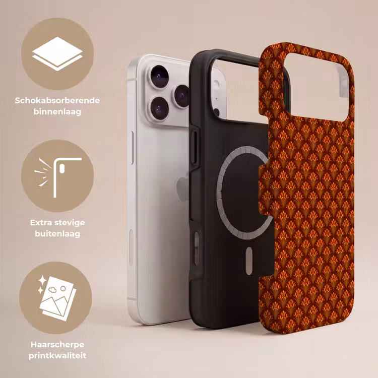 Telefoonhoesje Toughcase - Waaiers - Art Deco - Botanisch - Roestbruin - Oranje — 3