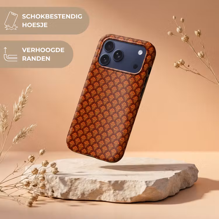 Telefoonhoesje Toughcase - Waaiers - Art Deco - Botanisch - Roestbruin - Oranje — 5