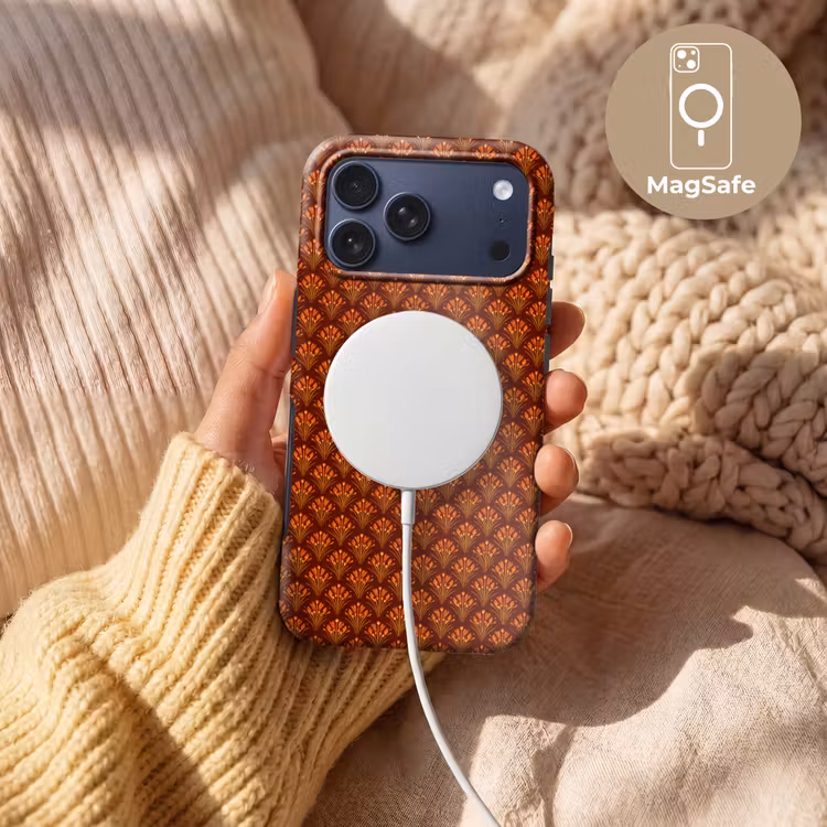 Telefoonhoesje Toughcase - Waaiers - Art Deco - Botanisch - Roestbruin - Oranje — 8