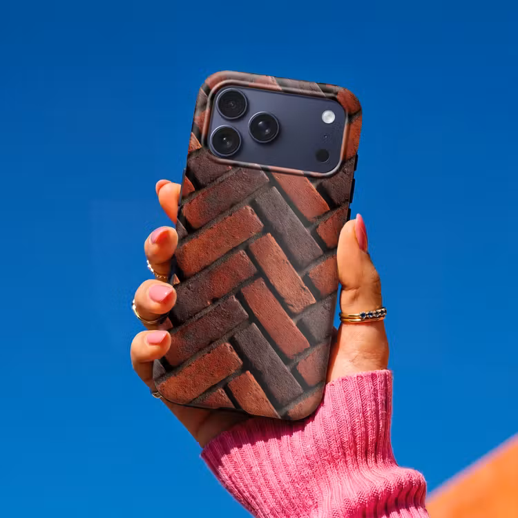 Telefoonhoesje Toughcase - Bakstenen - Visgraat - Structuur - Roodbruin — 2