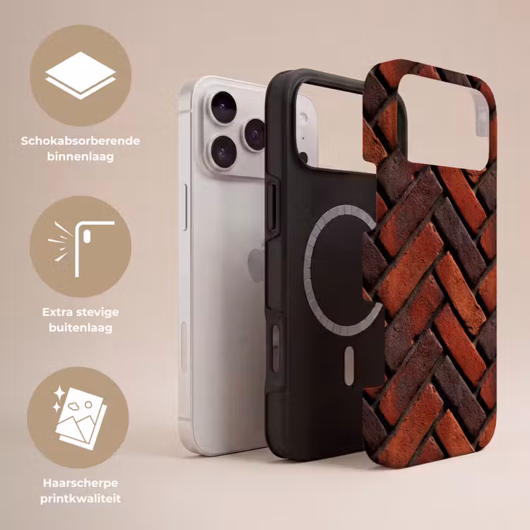 Telefoonhoesje Toughcase - Bakstenen - Visgraat - Structuur - Roodbruin — 3