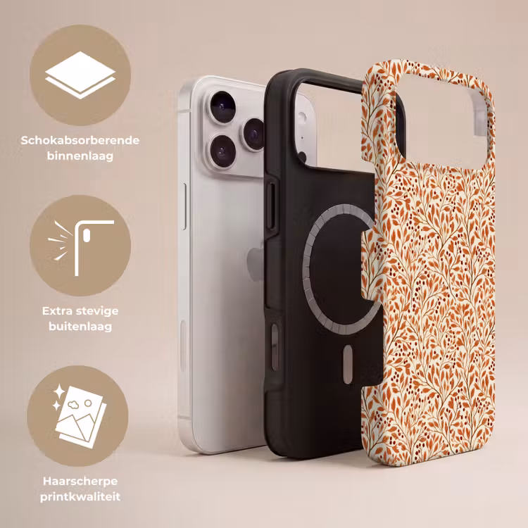 Telefoonhoesje Toughcase - Bladeren - Botanisch - Terracotta — 3
