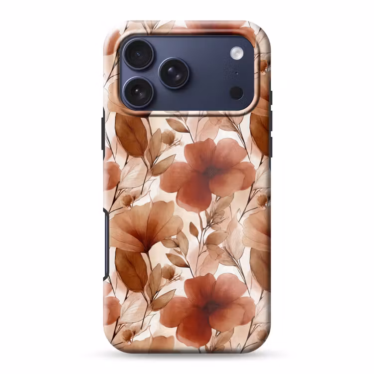 Telefoonhoesje Toughcase - Bloemen - Aquarel - Botanisch - Terracotta — 1