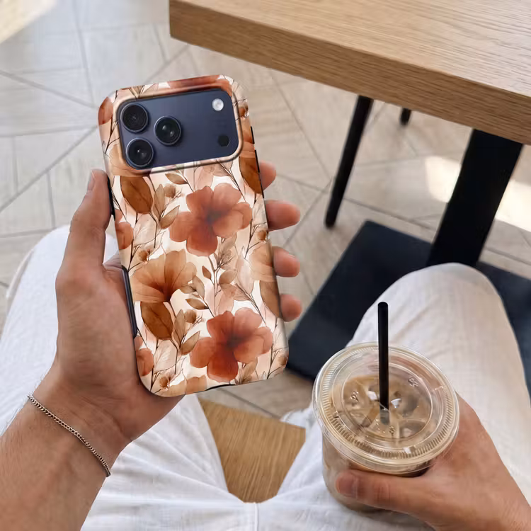 Telefoonhoesje Toughcase - Bloemen - Aquarel - Botanisch - Terracotta — 4