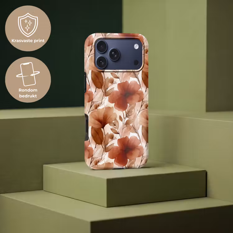 Telefoonhoesje Toughcase - Bloemen - Aquarel - Botanisch - Terracotta — 7