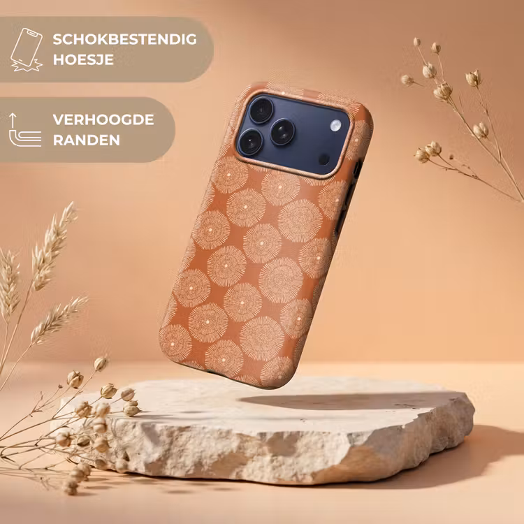 Telefoonhoesje Toughcase - Cirkels - Grafisch - Patroon - Terracotta — 5