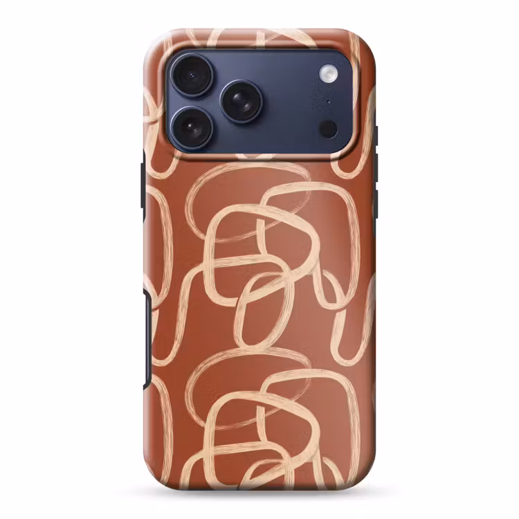 Telefoonhoesje Toughcase - Lijnen - Abstract - Organisch - Terracotta - Crème — 1