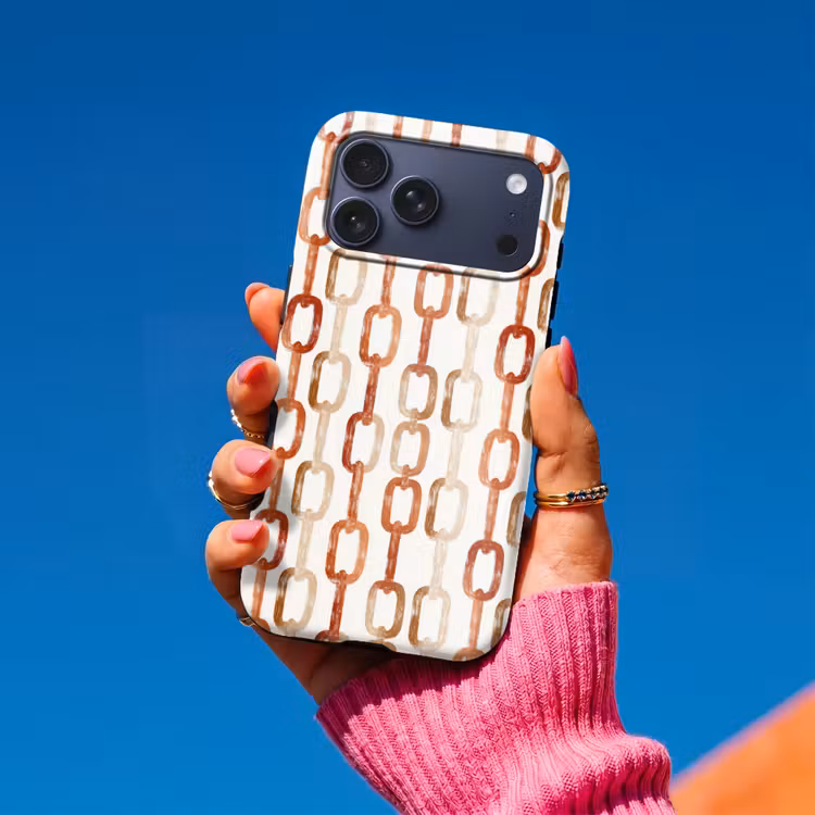 Telefoonhoesje Toughcase - Schakels - Patroon - Aquarel - Terracotta — 2