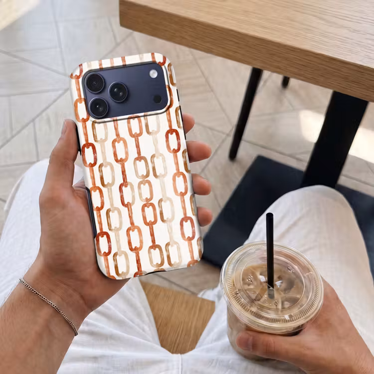 Telefoonhoesje Toughcase - Schakels - Patroon - Aquarel - Terracotta — 4