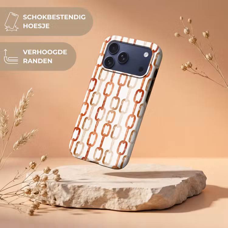 Telefoonhoesje Toughcase - Schakels - Patroon - Aquarel - Terracotta — 5