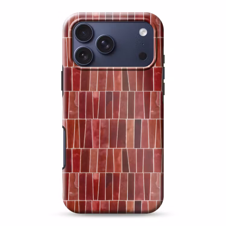 Telefoonhoesje Toughcase - Tegels - Modern - Structuur - Dieprood — 1