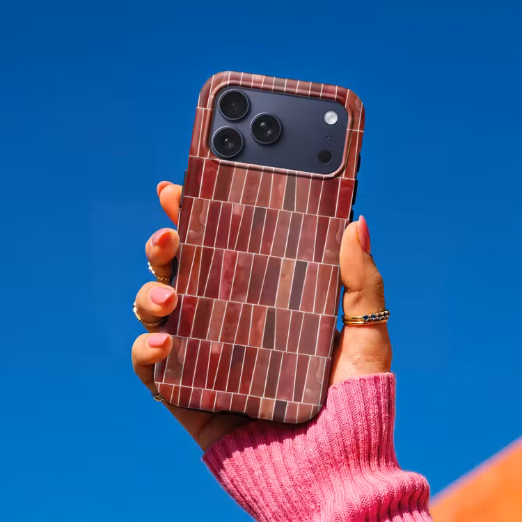 Telefoonhoesje Toughcase - Tegels - Modern - Structuur - Dieprood — 2