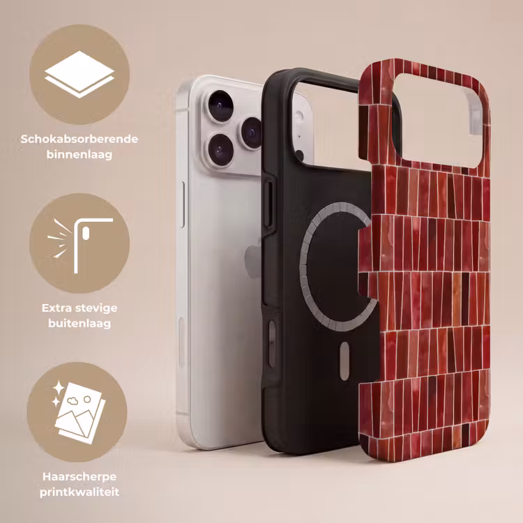 Telefoonhoesje Toughcase - Tegels - Modern - Structuur - Dieprood — 3