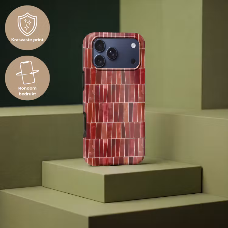 Telefoonhoesje Toughcase - Tegels - Modern - Structuur - Dieprood — 7