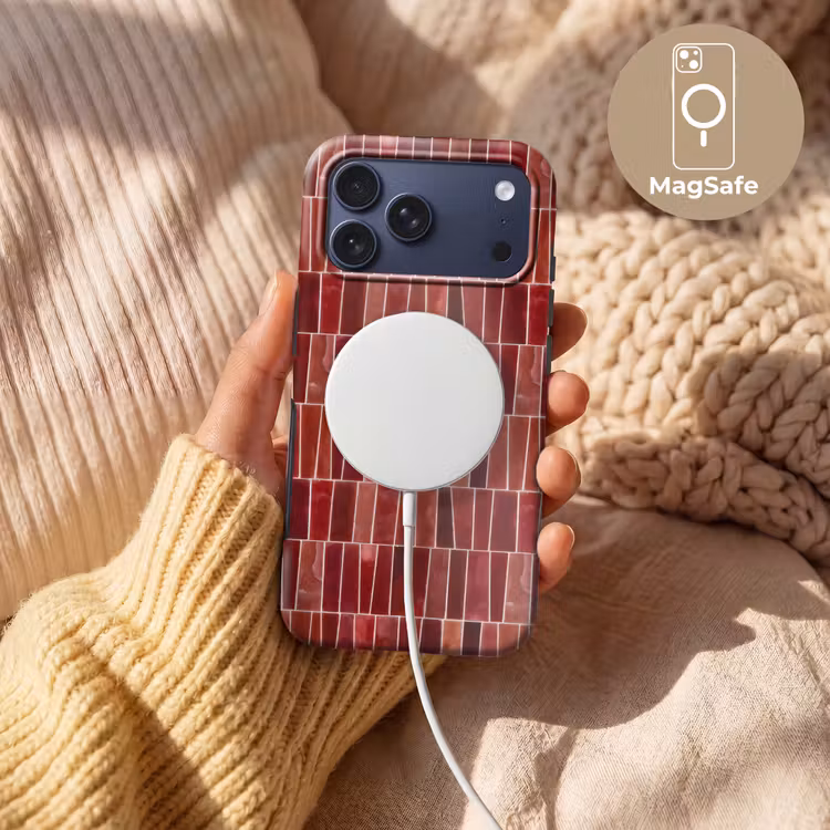 Telefoonhoesje Toughcase - Tegels - Modern - Structuur - Dieprood — 8