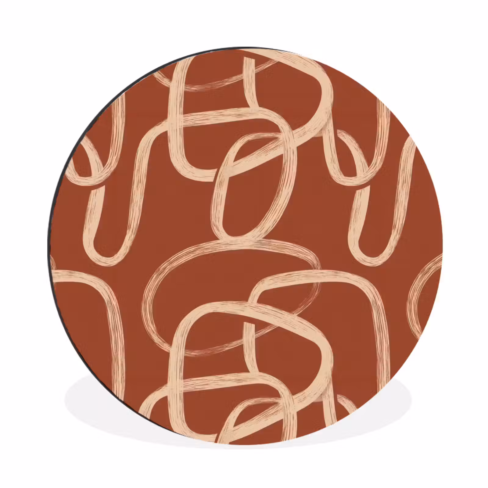 Wandcirkel - Aluminium - Lijnen - Abstract - Organisch - Terracotta - Crème — 1