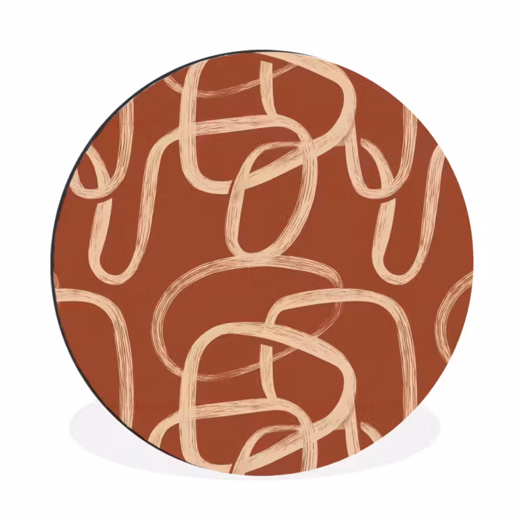 Wandcirkel - Aluminium - Lijnen - Abstract - Organisch - Terracotta - Crème — 1