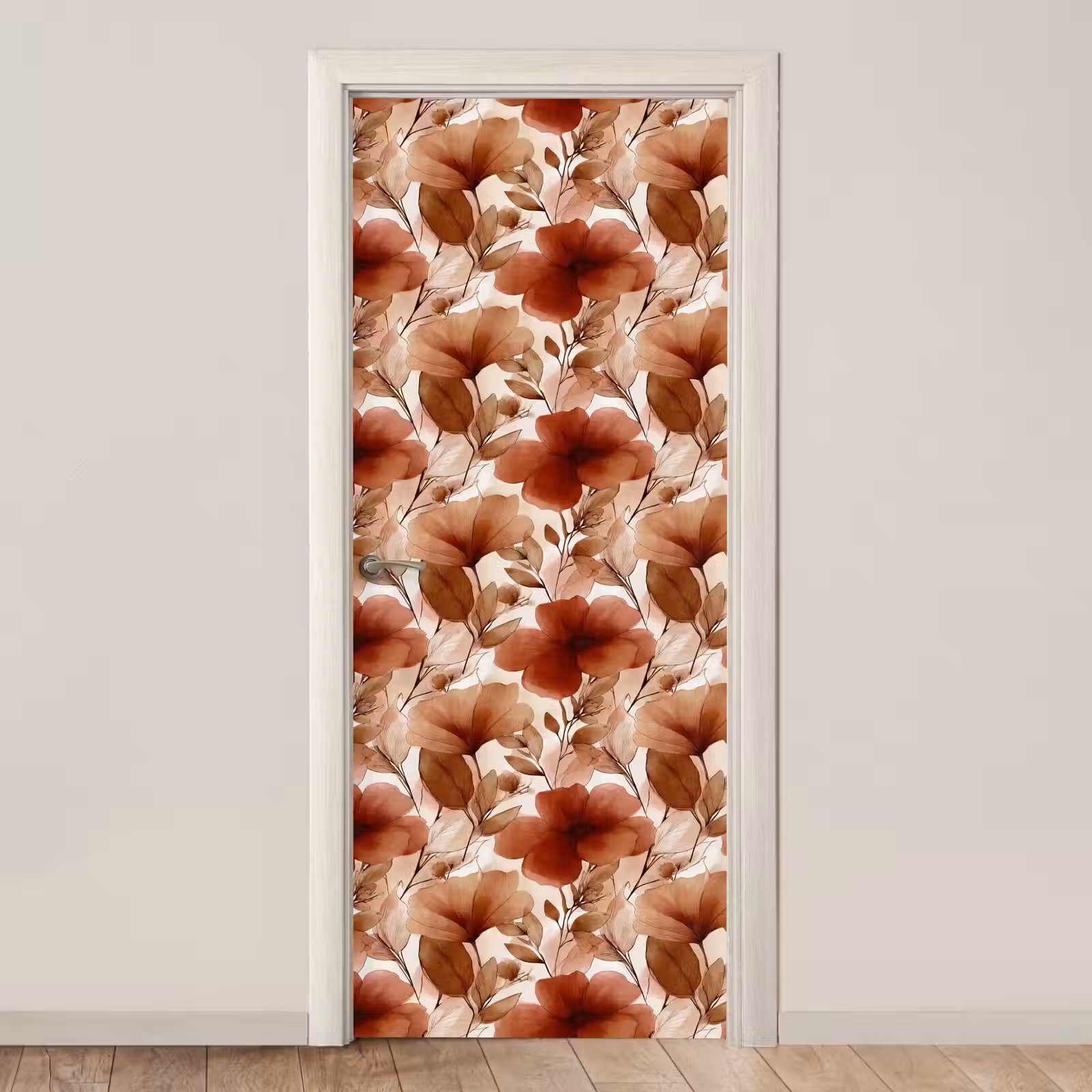 Deursticker - Bloemen - Aquarel - Botanisch - Terracotta — 1
