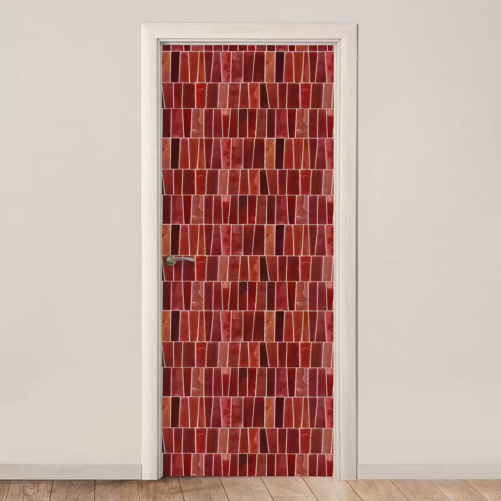 Deursticker - Tegels - Modern - Structuur - Dieprood — 1