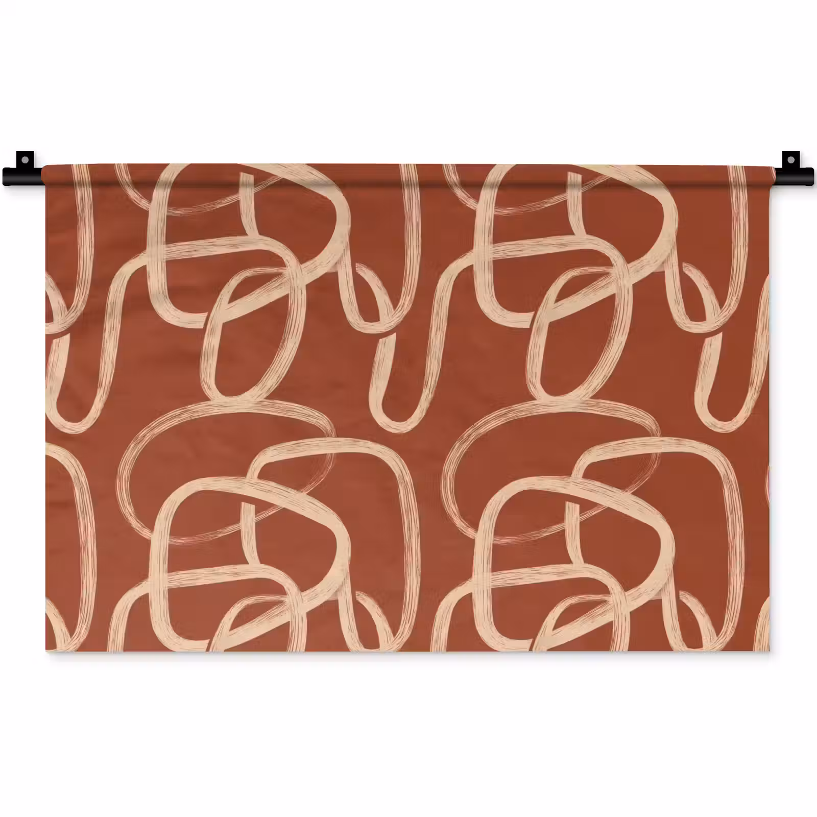 Wandkleed - Lijnen - Abstract - Organisch - Terracotta - Crème — 1