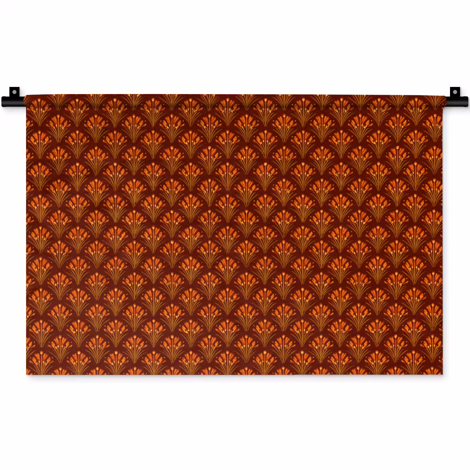 Wandkleed - Waaiers - Art Deco - Botanisch - Roestbruin - Oranje — 1