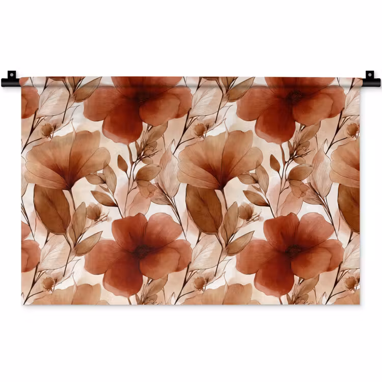 Wandkleed - Bloemen - Aquarel - Botanisch - Terracotta — 1