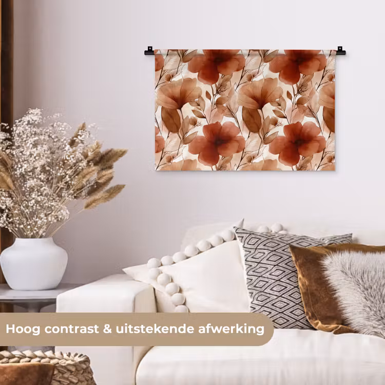 Wandkleed - Bloemen - Aquarel - Botanisch - Terracotta — 4