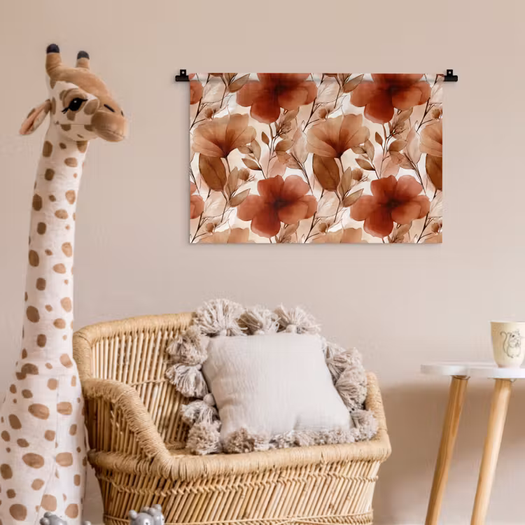 Wandkleed - Bloemen - Aquarel - Botanisch - Terracotta — 5