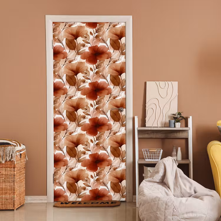 Deursticker - Bloemen - Aquarel - Botanisch - Terracotta — 2