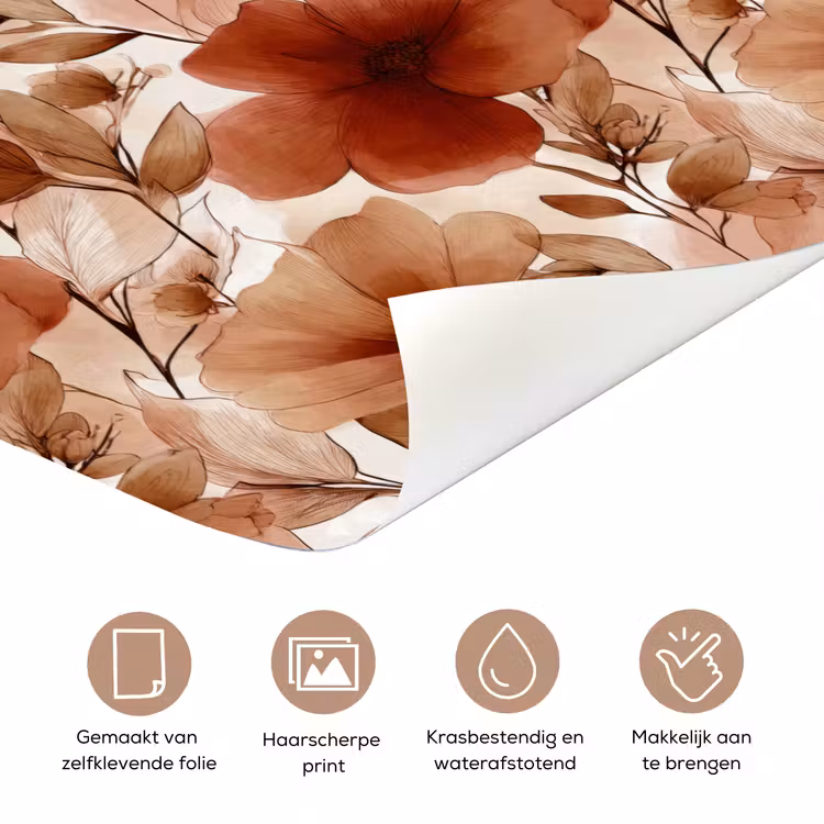 Deursticker - Bloemen - Aquarel - Botanisch - Terracotta — 3