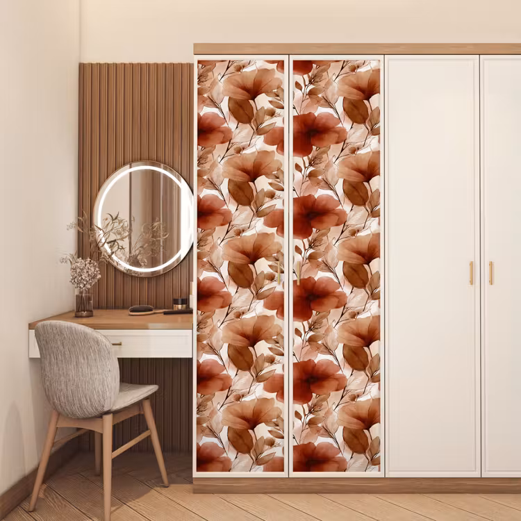 Deursticker - Bloemen - Aquarel - Botanisch - Terracotta — 5