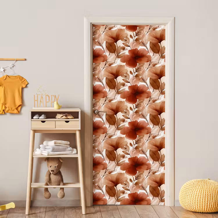 Deursticker - Bloemen - Aquarel - Botanisch - Terracotta — 6