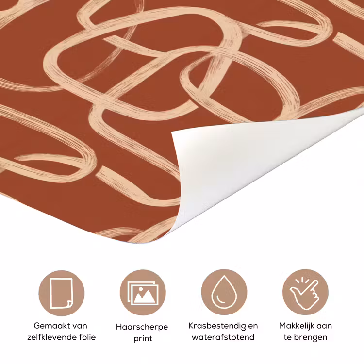 Deursticker - Lijnen - Abstract - Organisch - Terracotta - Crème — 3
