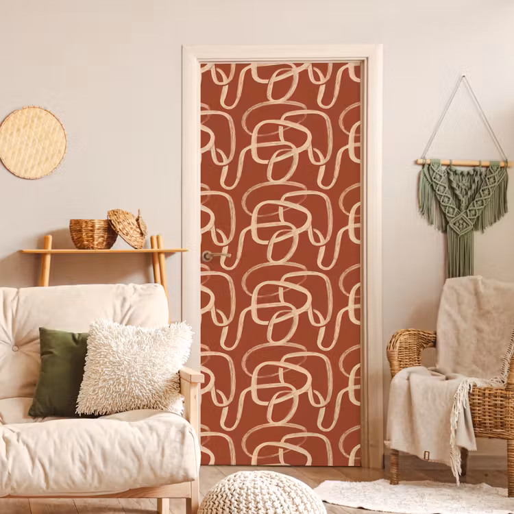 Deursticker - Lijnen - Abstract - Organisch - Terracotta - Crème — 4