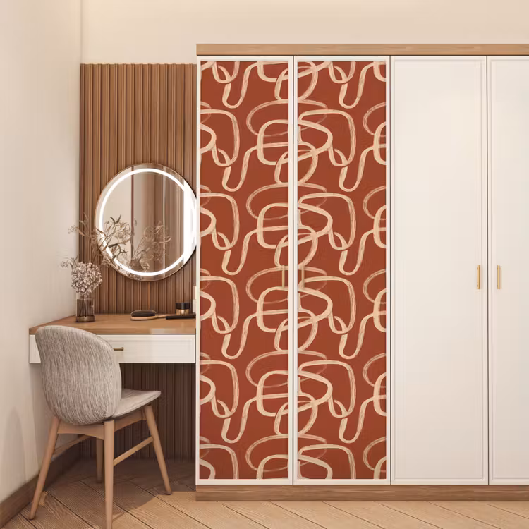 Deursticker - Lijnen - Abstract - Organisch - Terracotta - Crème — 5