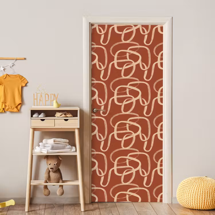 Deursticker - Lijnen - Abstract - Organisch - Terracotta - Crème — 6