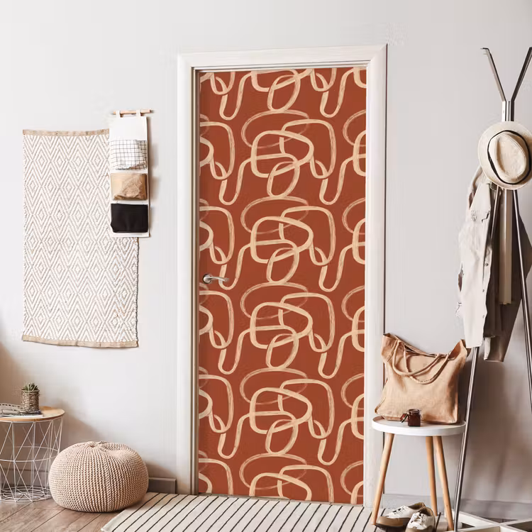 Deursticker - Lijnen - Abstract - Organisch - Terracotta - Crème — 8