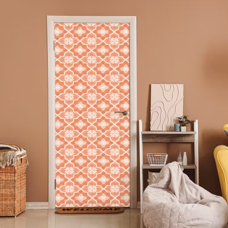 Deursticker - Tegelpatroon - Arabesk - Vintage - Terracotta — 2