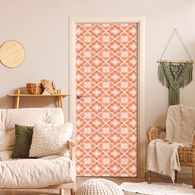 Deursticker - Tegelpatroon - Arabesk - Vintage - Terracotta — 4