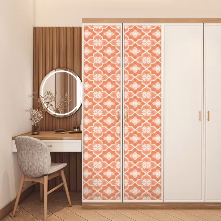 Deursticker - Tegelpatroon - Arabesk - Vintage - Terracotta — 5