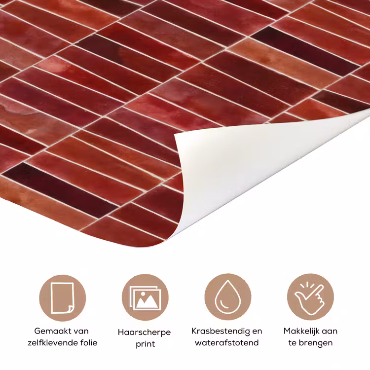 Deursticker - Tegels - Modern - Structuur - Dieprood — 3