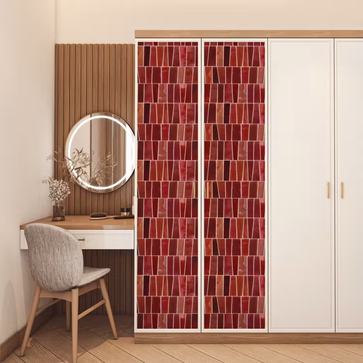 Deursticker - Tegels - Modern - Structuur - Dieprood — 5